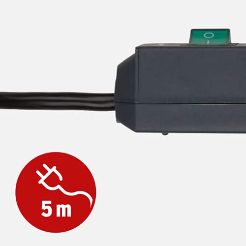 Brennenstuhl Eco-Line, Steckdosenleiste 6-Fach mit Überspannungsschutz (Steckerleiste mit Schalter und 5m Kabel) anthrazit