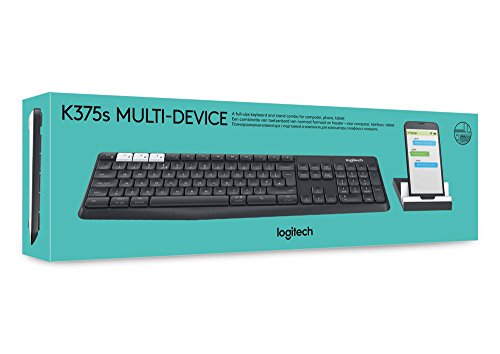 Logitech K375s Set aus Kabelloser Tastatur & Smartphone-Halterung, Bluetooth & 2.4 GHz Verbindung, Multi-Device & Easy Switch Feature, PC/Mac/Tablet/Smartphone, Deutsches QWERTZ-Layout - Graphit/Weiß