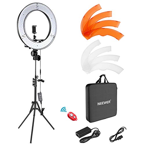 带有三脚架套件的Neewer Ring Light：18英寸/45厘米外部55W 5600K 5600K可点化LED环灯带蓝牙遥控器，用于手机/YouTube Tiktok自动肖像照片，纹身艺术家，Make，Salons，沙龙