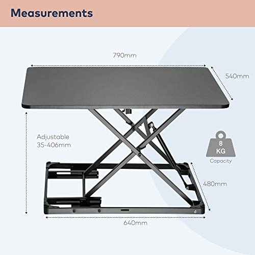 ZOLDA Ultradünner Höhenverstellbarer Schreibtischaufsatz -Premium Stehtisch Konverter für bessere Unterstützung der Körperhaltung. Schreibtisch Höhenverstellbar Stehpult Konverter (Schwarz) - EDV-Guru (Guru e.U.)