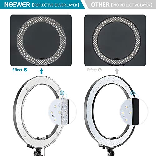 NEEWER Ringlicht mit Stativ Set: 18 Zoll/45cm Außen 55W 5600K Dimmbare LED Ringleuchte mit Bluetooth Fernbedienung für Handy/Kamera für YouTube TikTok Self Porträt Foto,Tätowierer,Make up,Salons - EDV-Guru (Guru e.U.)