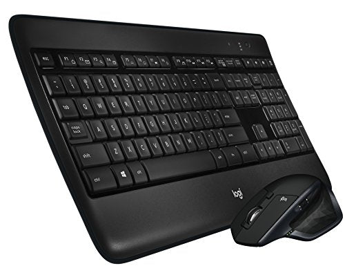 Logitech MX900 Premium Kabelloses Tastatur-Maus-Set, 2.4 GHz Verbindung via USB-Empfänger, MX Maus mit Easy-Switch Feature, Hintergrundbeleuchtete Tasten, PC/Laptop, NL QWERTY-Layout - Schwarz