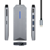 Hub USB Aisens USB-C dock 8 en 1, USB-C a 1xHDMI, 1xRJ45, 3xUSB, 1xPD, 1xSD, 1xMicroSD, Gris, 15 cm