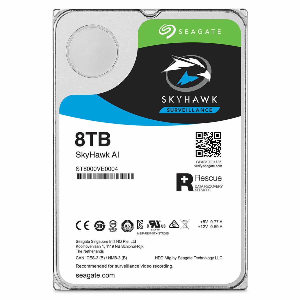 Disco rígido Seagate Skyhawk AI 3,5 "8 TB HDD 8 TB