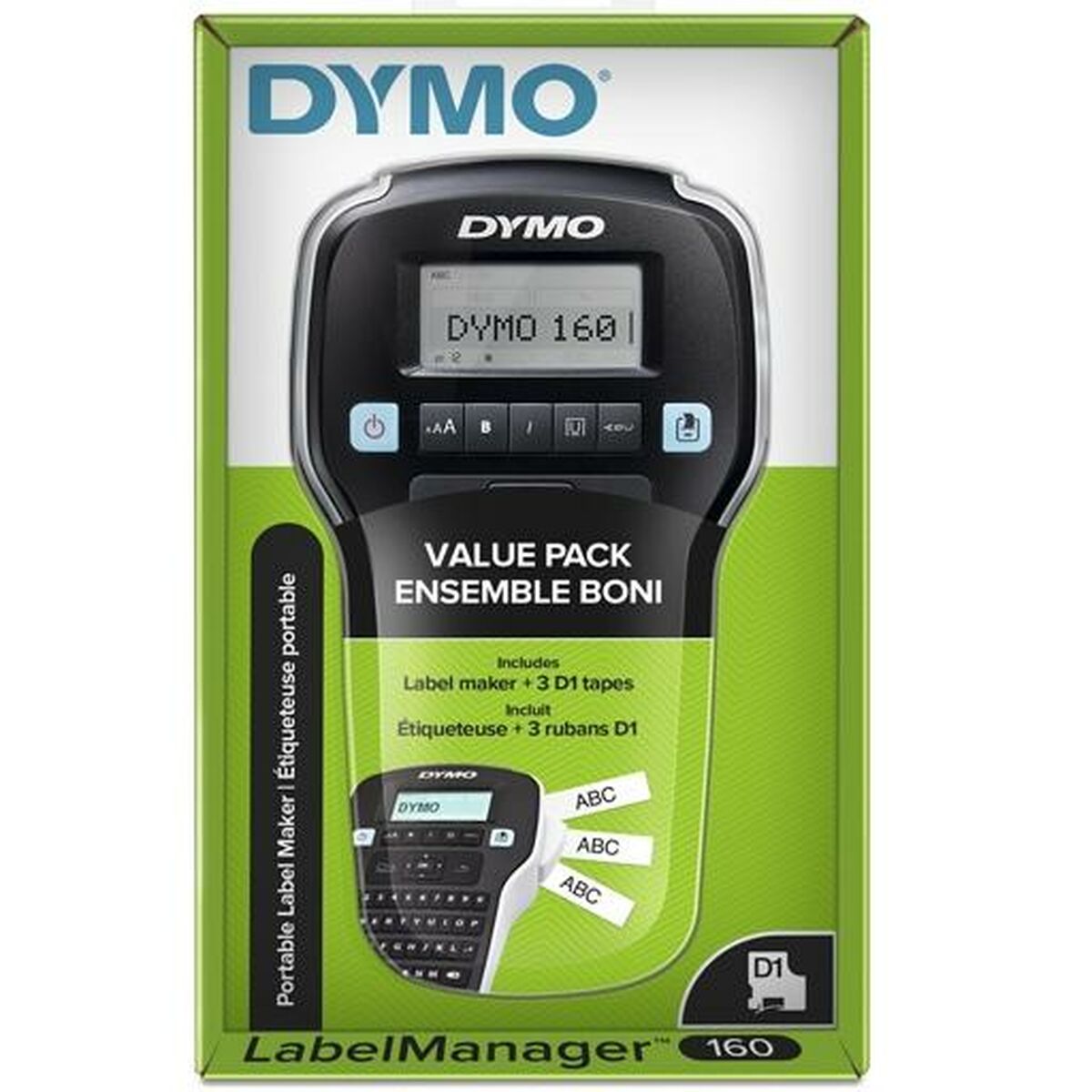 Elektrisches Etikettengerät Dymo LM160 Schwarz 1,2 mm 6 Stück