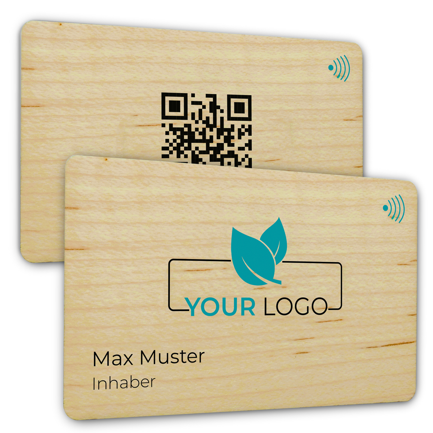 personalisierbare Holzvisitenkarte - Digitale Visitenkarte - NFC - QR Code